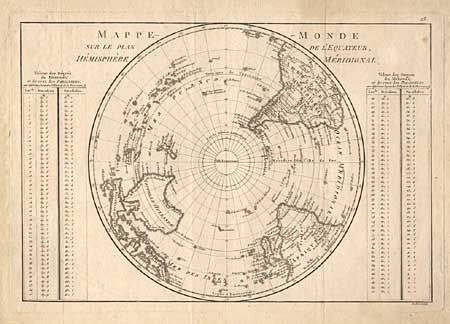 Mappe-Monde sur le plan de l' Equateur, Hemisphere Meridional