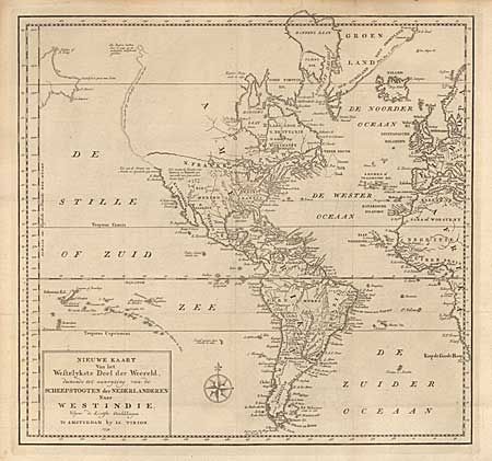 Nieuwe Kaart Van het Westelykste Deel der Weereld, dienende tot aanwyzing van de Scheepstogten der Nederlanderen