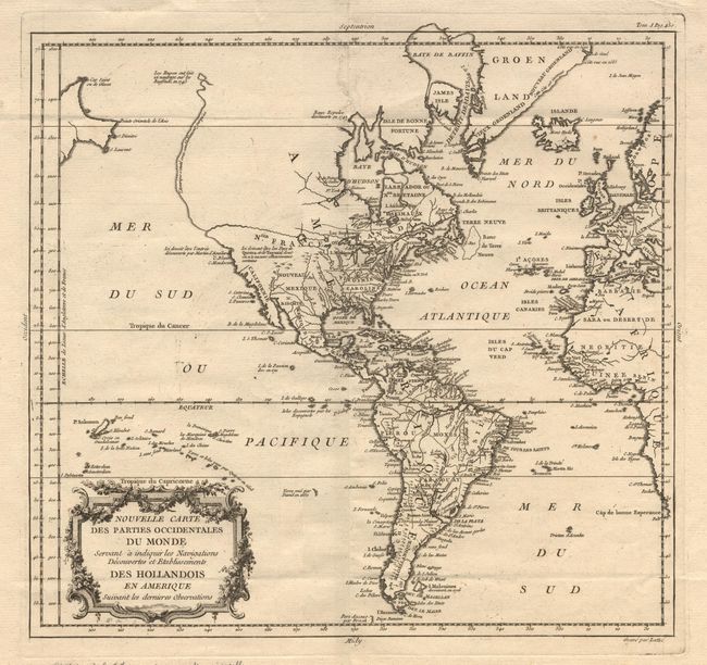 Nouvelle Carte des Parties Occidentales du Monde Servant a indiquer les Navigations Decouvertes et Etablissements De Hollandois en Amerique