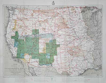 Progress Map of the U.S. Geographical Surveys West of the 100th. Meridian