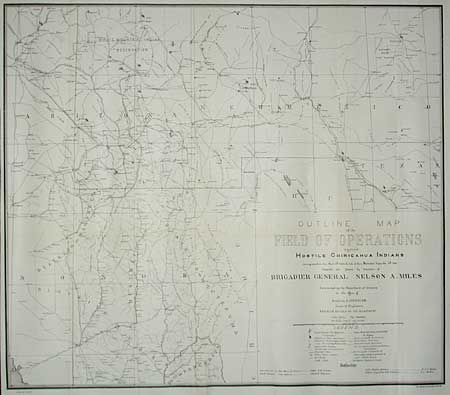 Outline map of the Field of Operations against Hostile Chiricahua Indians showing operations from April 12th 1886 the date of their Surrender September 4th 1886