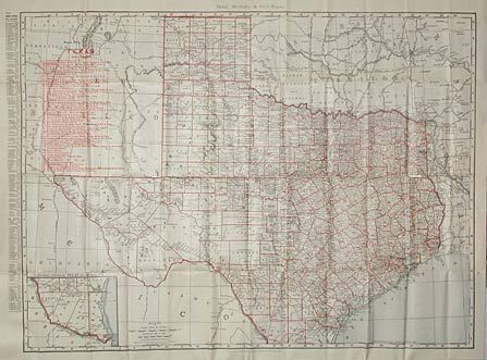 The Rand-McNally Vest Pocket Map of Texas Showing all Counties, Cities, Towns, Railways, Lakes, Rivers, etc.