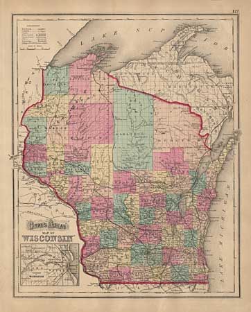 Gray's Atlas Map of Wisconsin