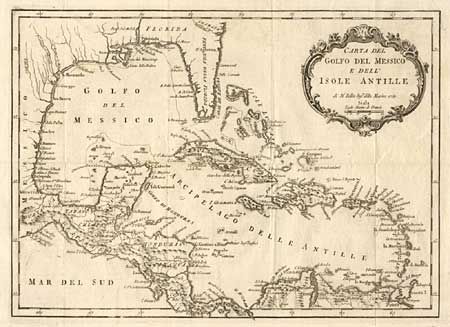 Carta del Golfo del Messico e dell' Isole Antille