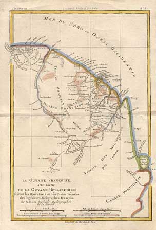 La Guyana Francoise, avec partie De la Guyane Hollandoise: suivant les Operations et les Cartes recentes de Ingenieurs-Geographes Francois