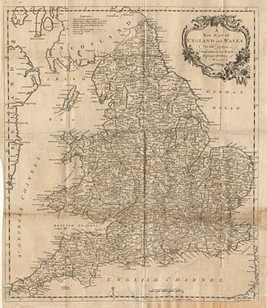 A New Map of England and Wales by Thos. Jefferys Geographer to his Royal Highness the Price of Wales