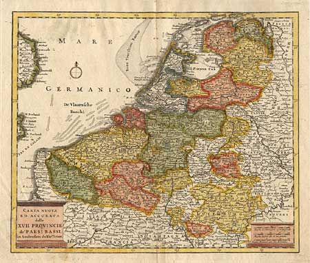 Carta Nuova ed Accurata dell XVII Provincie de' Paesi Bassi