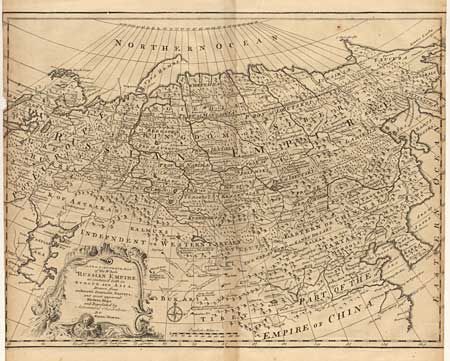 A New & Accurate Map of the Whole Russian Empire, as contain'd both in Europe and Asia. Drawn from authentic Journals, Surveysand Regulated by Astronomical Observations.